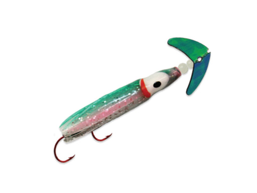 Mack's Lure Cha Cha Kokanee 60004 Fishing Lure, Squidder Rig, Trout,  2-Hook, Blue Spatter Glow/Silver Sparkle Lure D&B Supply