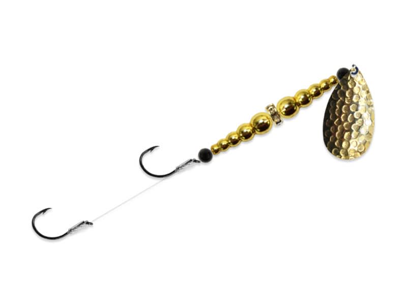 brass fishing lures Run Off Spoon, 2oz, Silver Custom Painted Brass Hex Spoon Double Whammy Classic Original Nickel/Chrome