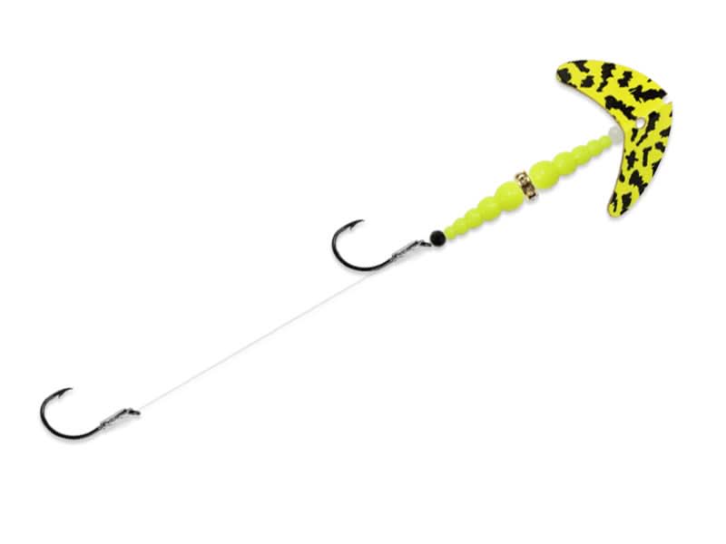 Mack's Smile Blade Double Whammy Walleye Rig Chartreuse Green Tiger