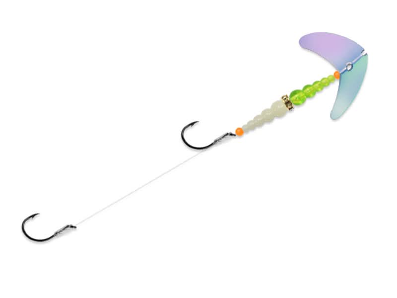 double hook fishing lure Mack's Double Whammy Walleye Rig Orange Black Tiger/Fire Orange