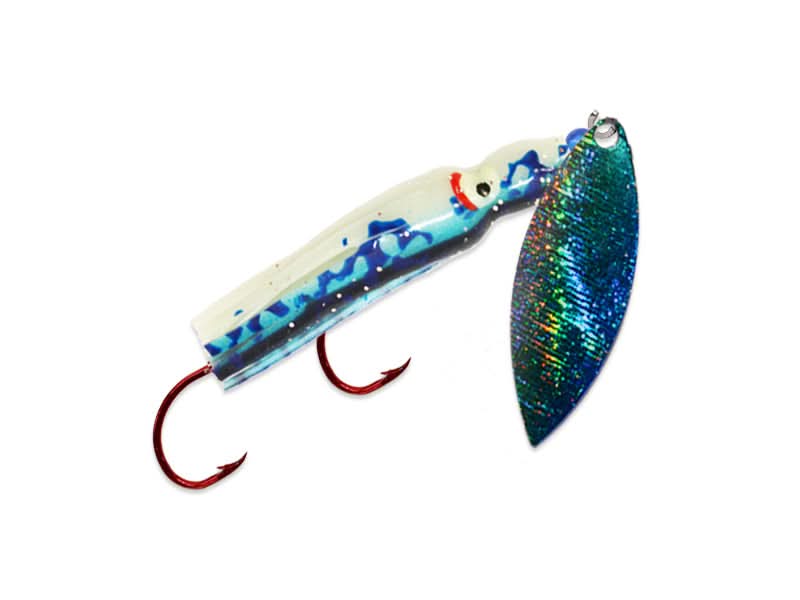 cheap fishing lures spinners MACK'S Pee Wee Spinner Hoochie PURPLE FEVER/ Rainbow IF