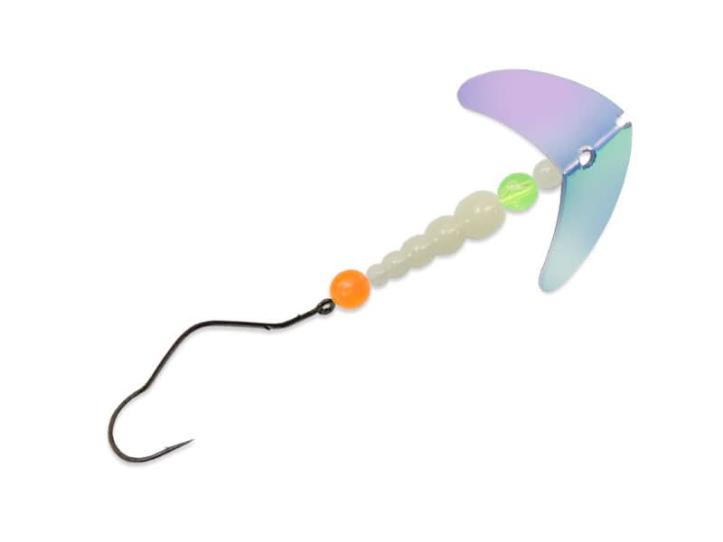 degrade spikes fish hooks nail skewer lips mouth Mack's Smile Blade Super Slow Death Rig UV Glo Burst/Glow White