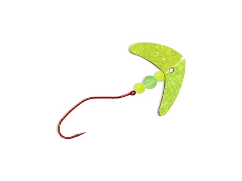 death spiral fishing lure Mack's Smile Blade Slow Death Rig Green Sparkle