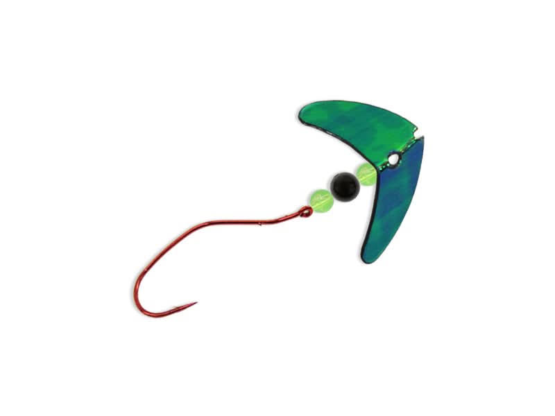 death spiral fishing lure Mack's Smile Blade Slow Death Rig Green Sparkle